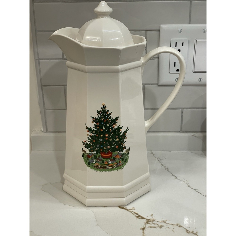 Vintage Pfaltzgraff Heritage Christmas Tree Thermos Insulated Pitcher Carafe